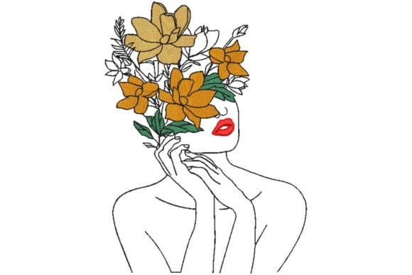 Face Young Beautiful Woman with Floral Review
