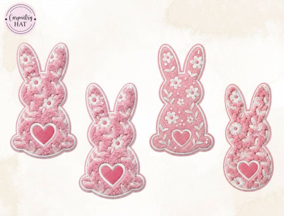 Pink Floral Bunny Embroidery PNG Review