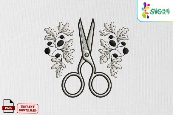 Scissors Floral Embroidery PNG Review